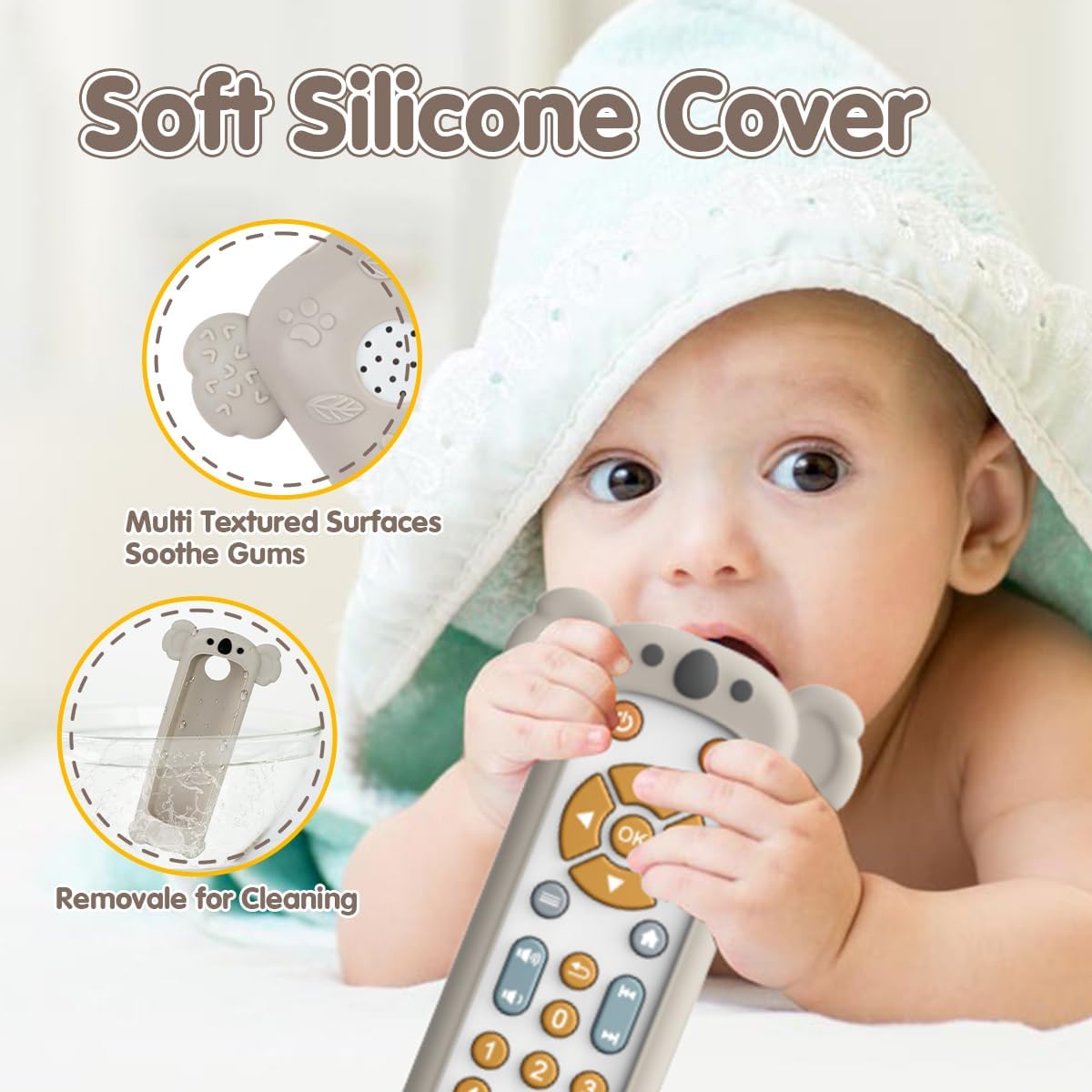 Baby TV Remote Control Toy Soft Silicone Teether Early Educational Learning