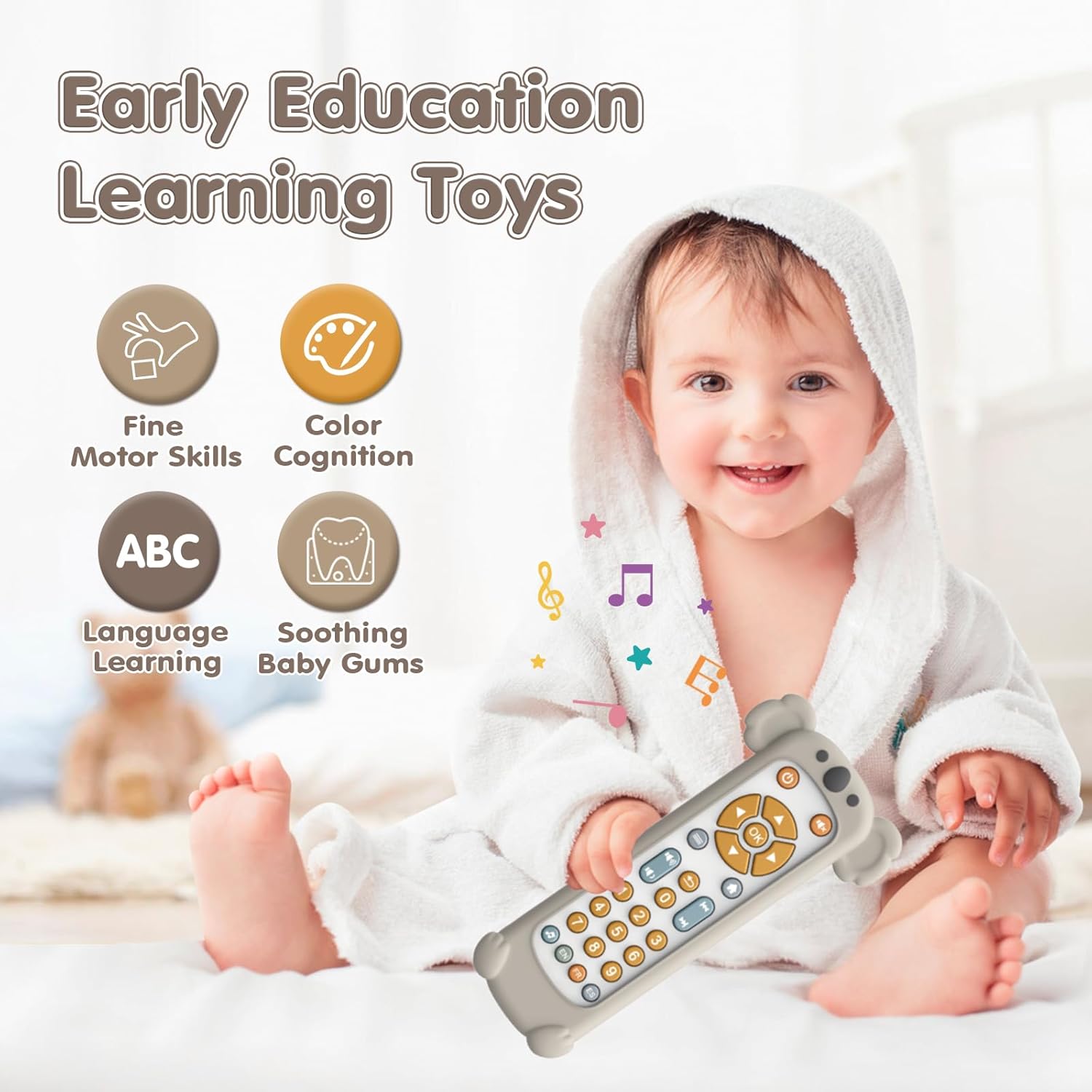 Baby TV Remote Control Toy Soft Silicone Teether Early Educational Learning