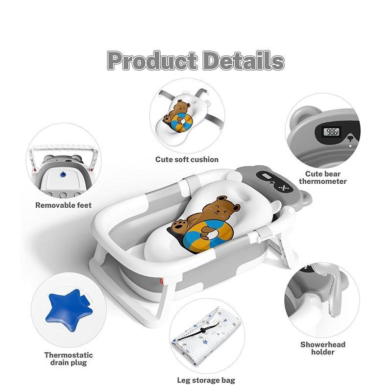 Baby Bathtub Real-Time Temperature Foldable