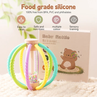 Baby Rattle Silicone Teether Montessori Sensory Toys