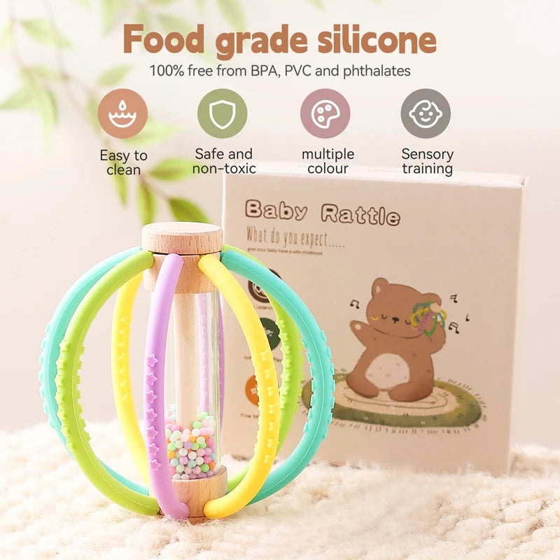 Baby Rattle Silicone Teether Montessori Sensory Toys